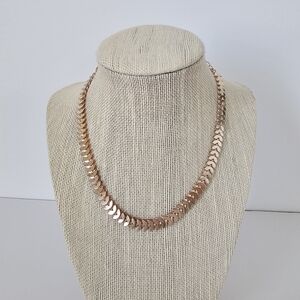 Rose Gold tone metal half moon link chocker adjustable